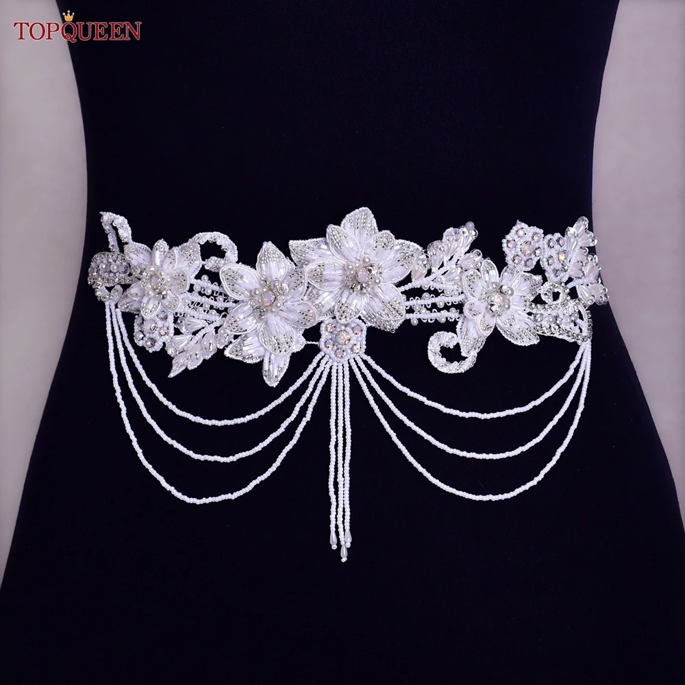 TOPQUEEN S112A RhinestoneHand Sewn Diamond Inlaid Crystal Patch Collar Dress DecorationWedding Dress ShoulderTassel shoulder cha