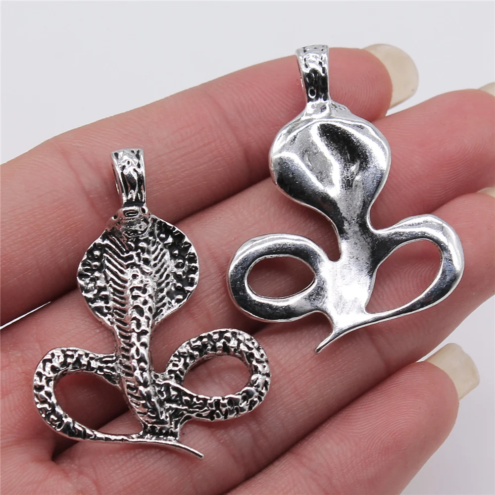 

30pcs 32x43mm Cobra Snake Pendant Charms Wholesale Antique Silver Color For Jewelry Making Zinc Alloy Jewelry Findings