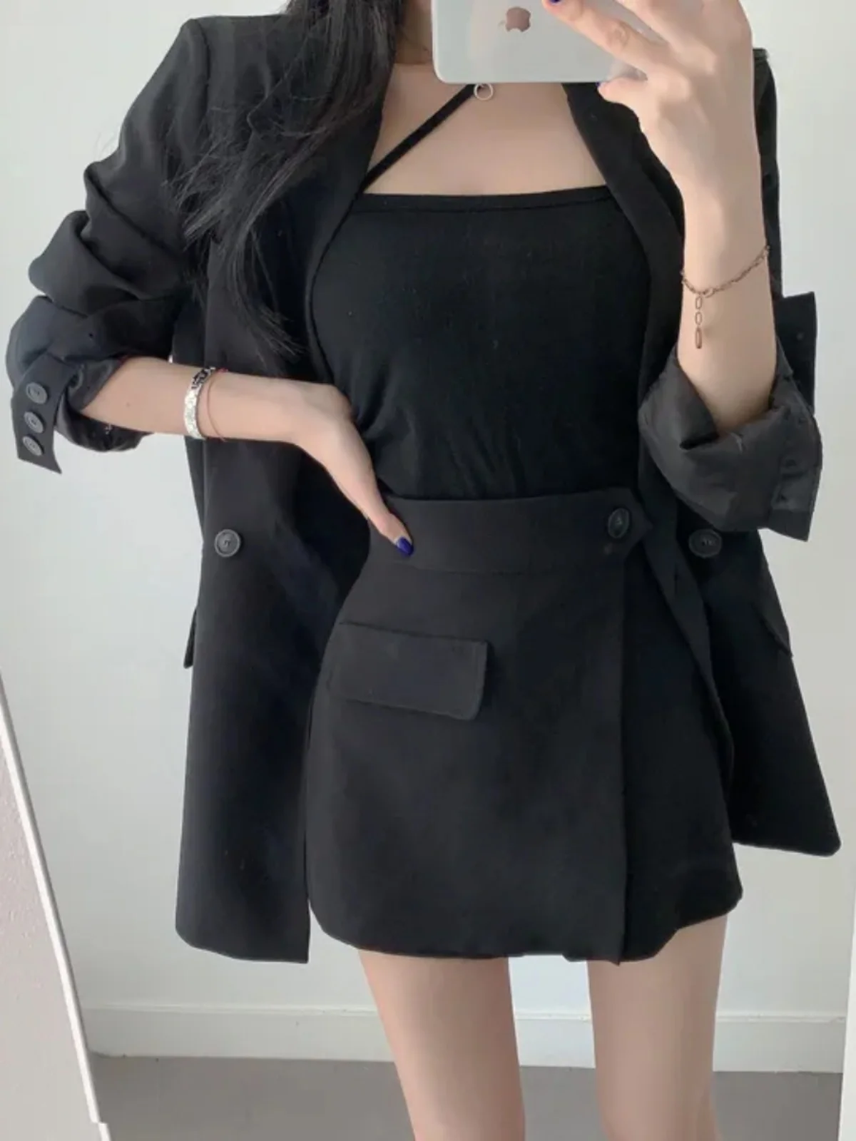 Ele ort terno jaet e saia conjunto coreano sle emagrecimento terno de duas peças para mulheres pequenas primavera outono nova chegada