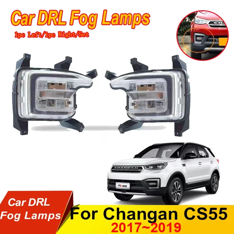 

Car DRL Fog Lamps For Changan CS55 2017 2018 2019 Instruction Signal Front White Lights DRL Left Right Fog Lamp Auto Accessories