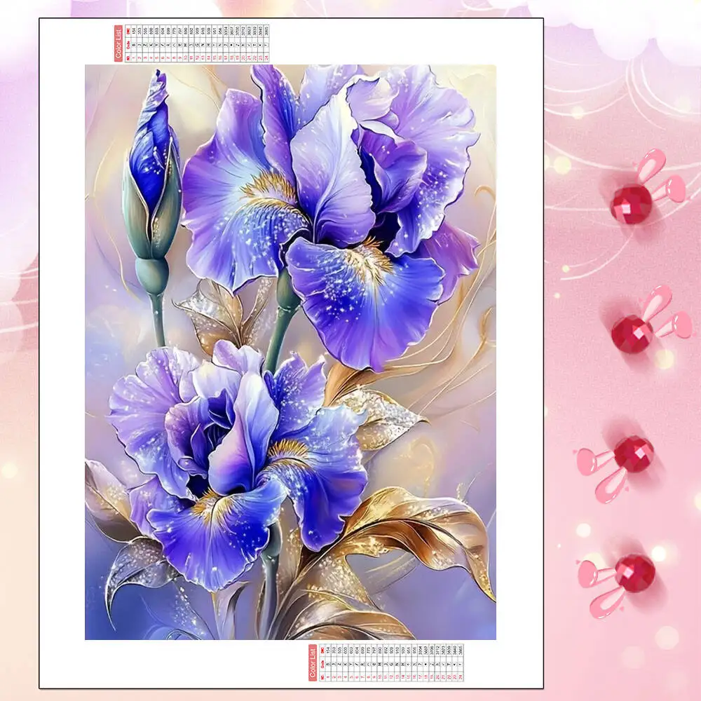 

Frameless,Full Square Round Diamond Mosaic Blue Flower Full Square Round Diamond Painting Kits Home Living Room Art Craft