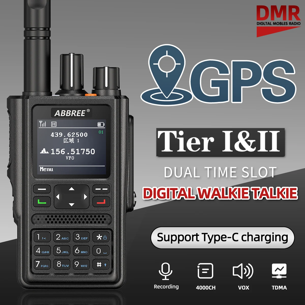 DM-F8 UHF VHF DMR Digital Analog Walkie Talkie Ham Radio GPS APRS Recording Ranging Function Two Way Radio Amateur