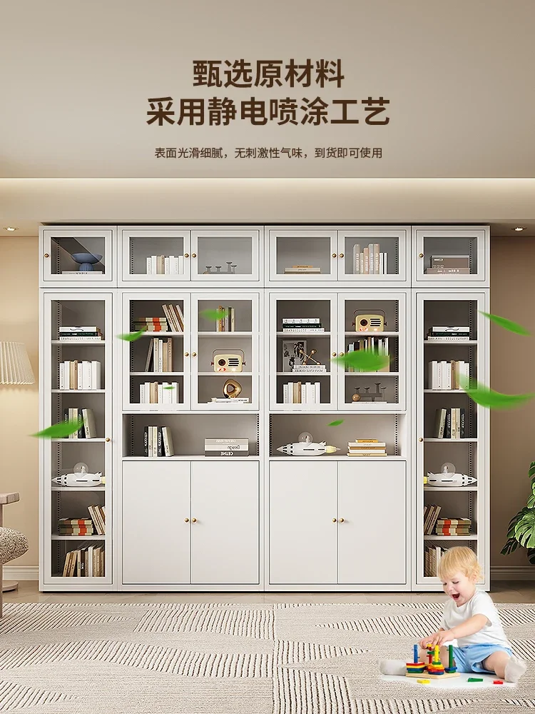 خزانة كتب من الحديد المطاوع مع باب خزانة غبار، خزانة أرضية غرفة المعيشة المنزلية، علبة عرض زجاجية، خزانة ملفات الدراسة