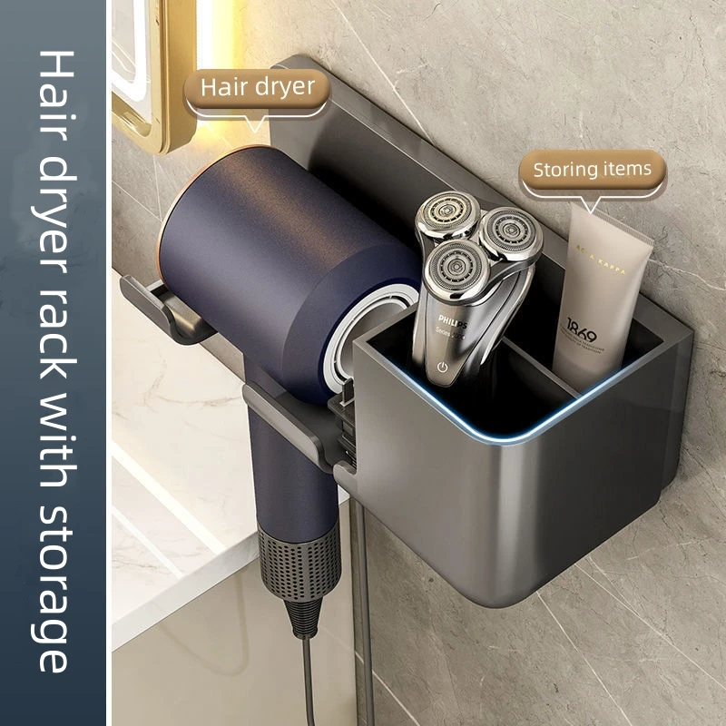 Punch-free Toilet Hair Dryer Storage Rack Hair Dryer Bracket Wall-mounted Bathroom Hair Dryer Storage Rack