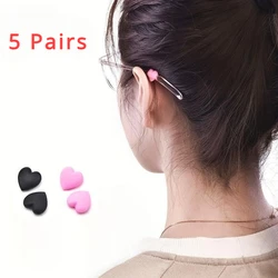 5 Pair Cute Heart Design Anti-Slip Silicone Eyeglasses Retainer Holder Ear Grips Holder Ear Hooks for Sunglasses Reading Glasses