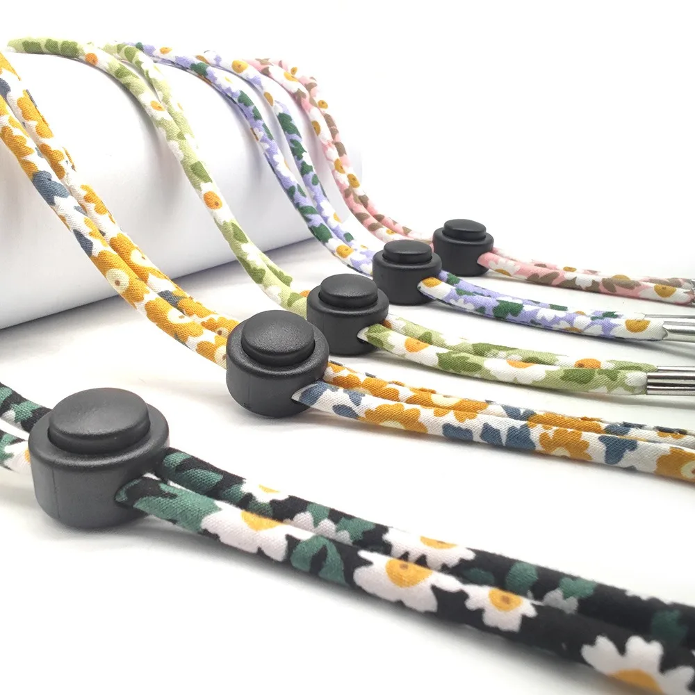 New Flower Pattern Windproof Hat Strap Two Hooks Anti-lost Hat Windproof Rope Adjustable Hat Chin Cord Sunhat