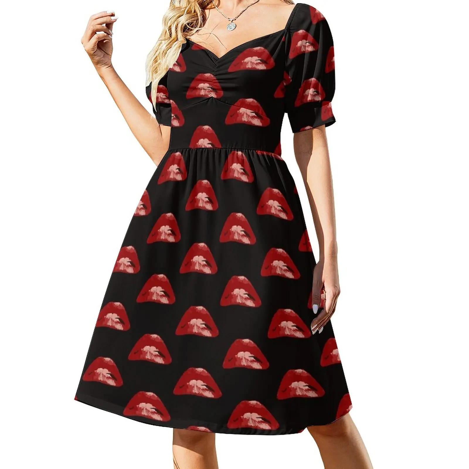 

RHPS Lips Sleeveless Dress summer women's suit Women's long dress Party dresses for women