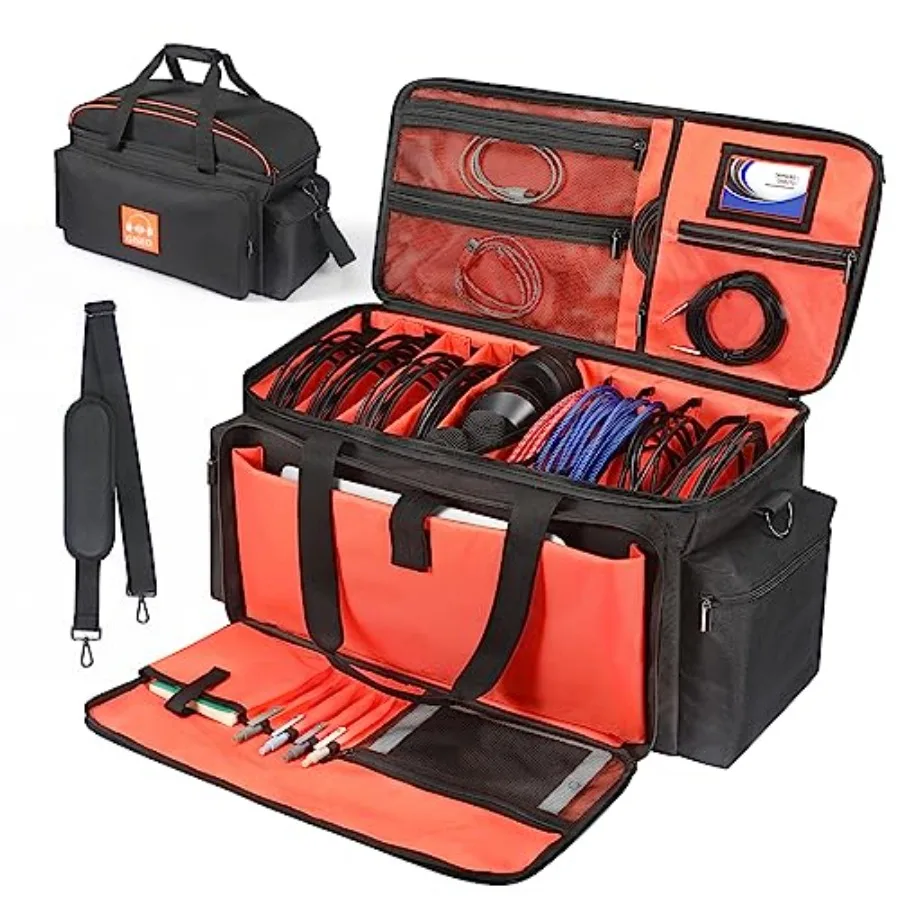 

DJ Gig Bag DJ Cable File Bag with Detachable Padded Bottom and Dividers Travel Gig Bag for Cords Sound Equipment DJ Gear Musici