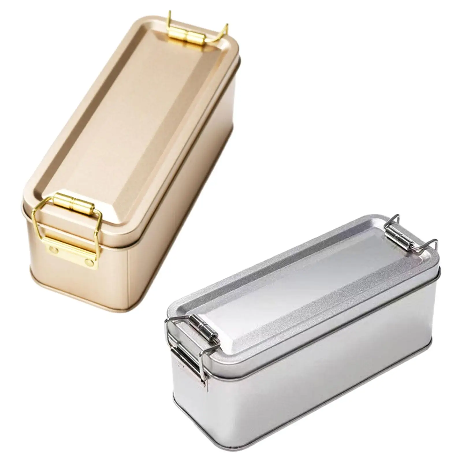 Metal Tin Box with Lid Empty Rectangular Biscuit Box for Party Favors Baking