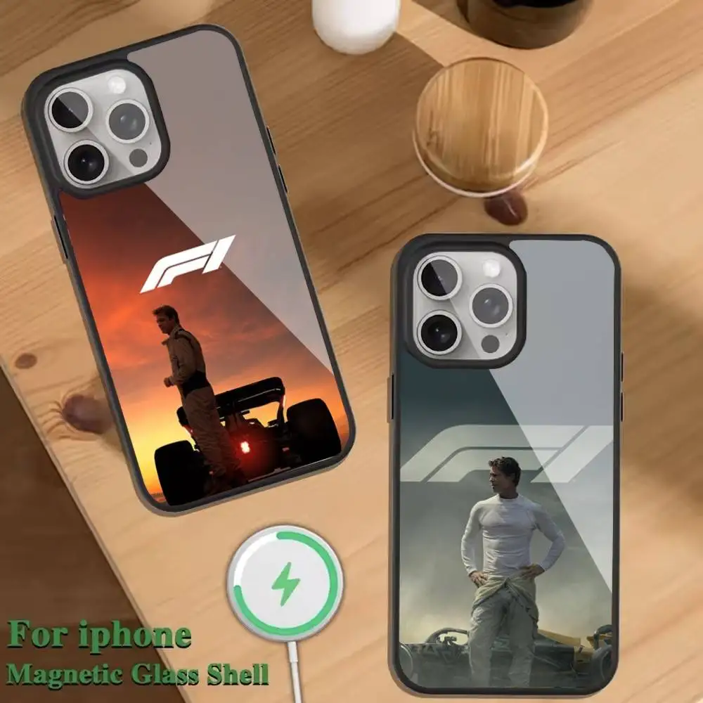 

F-F1 S-Speed R-Racer Phone Case For Magnetic Wireless Charge Cover For iphone 16 15 14 13 12 11 Pro Max Plus Coque