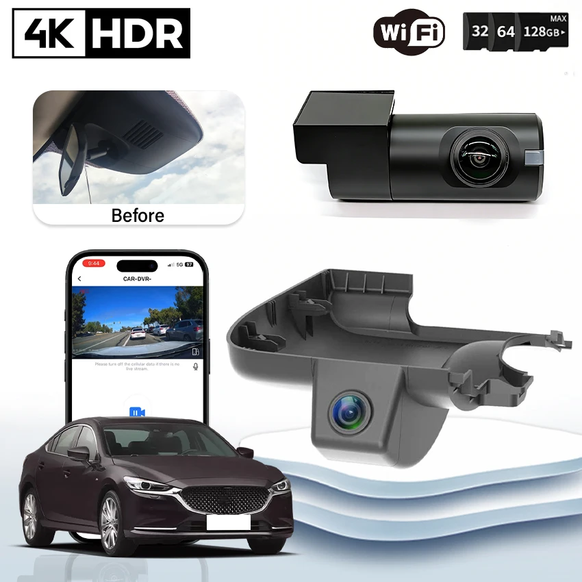 

Видеорегистратор 4K 2160P с функцией Plug and Play, Wi-Fi, ночным видением и записью для Mazda ATENZA 2018-2022