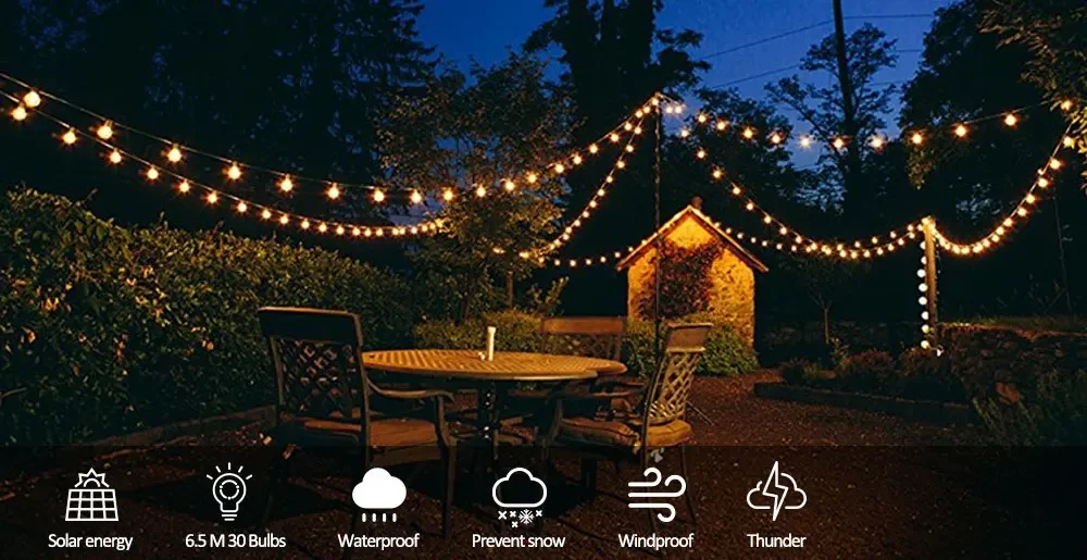 Solar string lights outdoor 10/20/30 LED G50 Globe String Light Safe Convenient And Durable Fairy Light String Light Outdoor