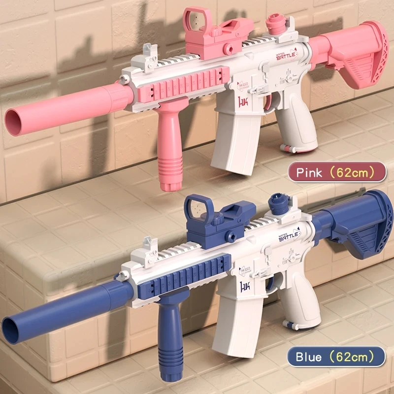 Pistola de agua eléctrica M416 para niños y niñas, juguete de tiro, completamente automático, regalo de verano