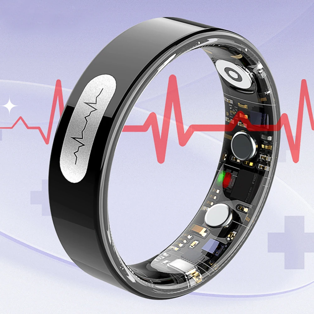 

AI ECG Detection Smart Ring Blood Pressure,Heart Rate,Body Temperature Monitor,Waterproof Multiple Sport Track Men Women Rings