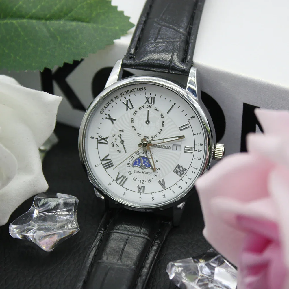 남성용 방수 진짜 석영 시계 세트, 투루 지갑 안경, 충격 방지 하이 퀄리티 패션, 3 개