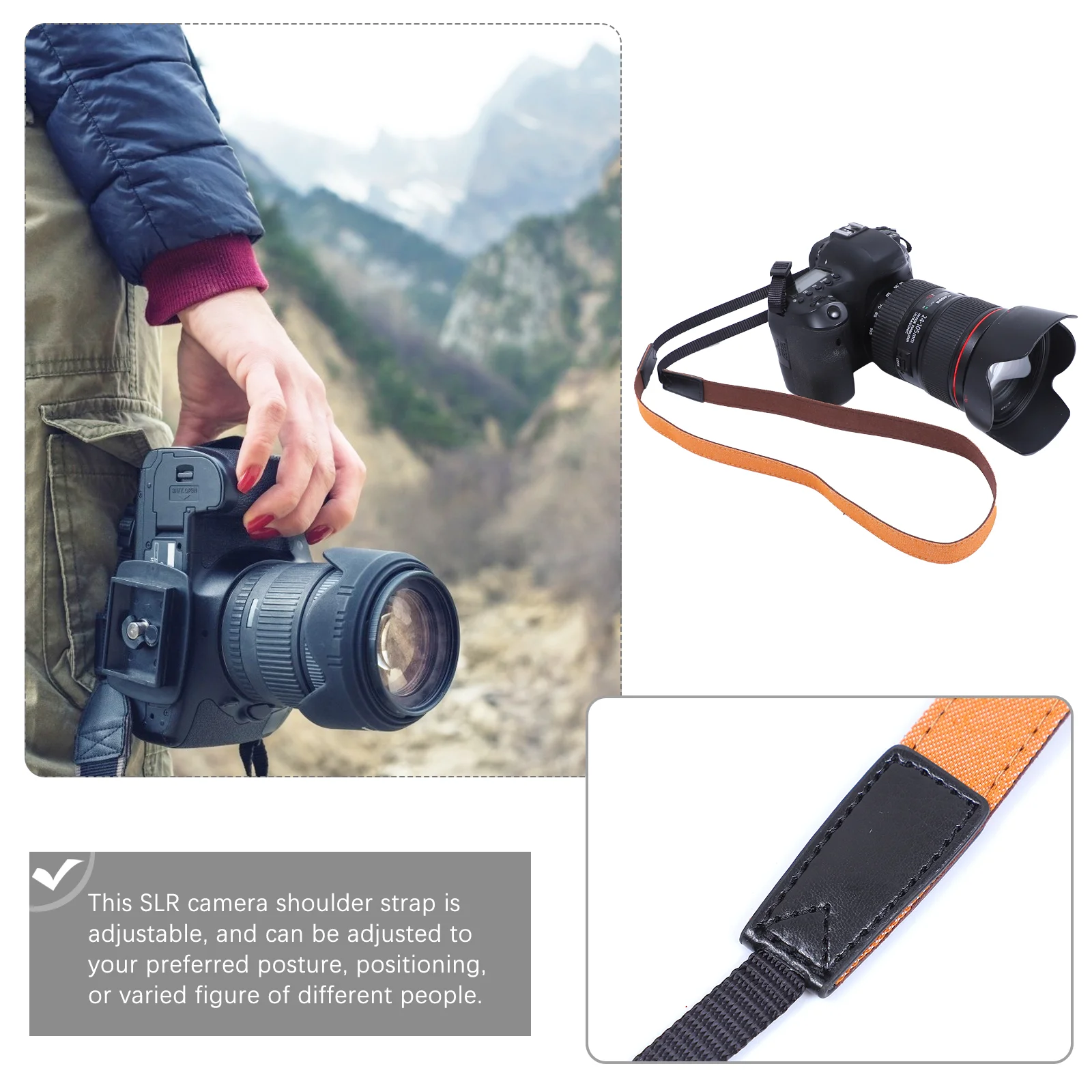 Denim SLR Camera Strap Adjustable Length Wide Strap for Comfortable Shoulder Neck Use Time Durability