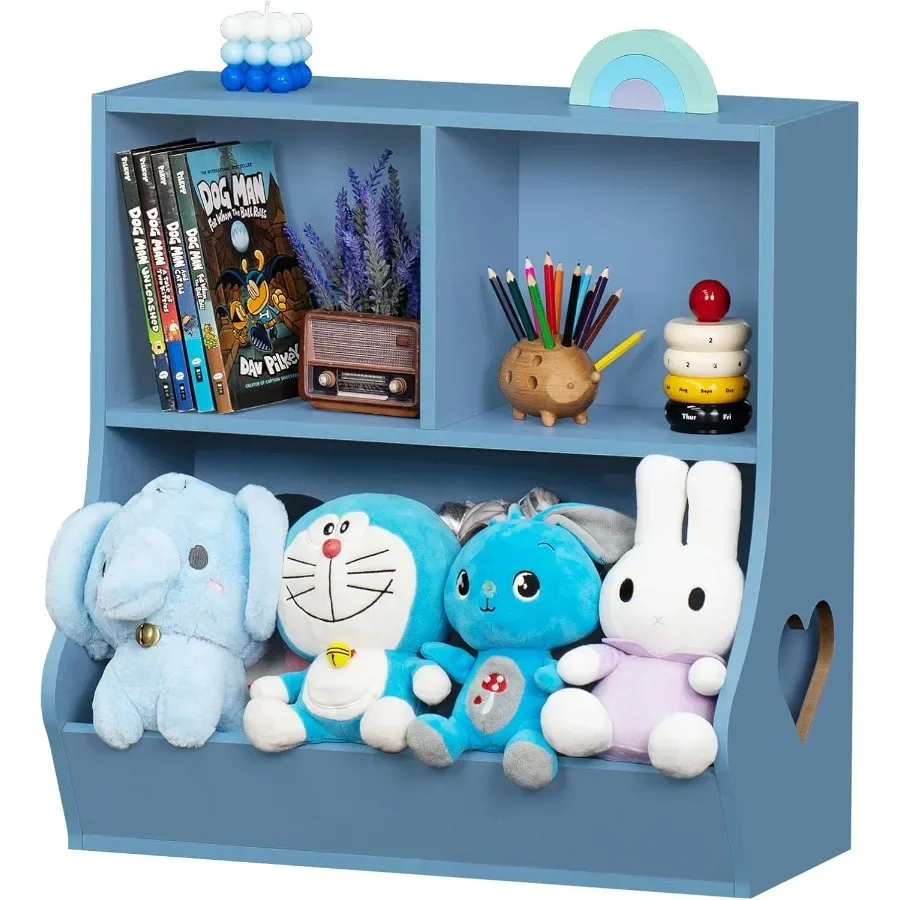 Houten 3Cubby boekenplank en opbergorganisator voor speelkamer, slaapkamer, kinderkamer en school, veilige en duurzame kast met 23,62'' Hei