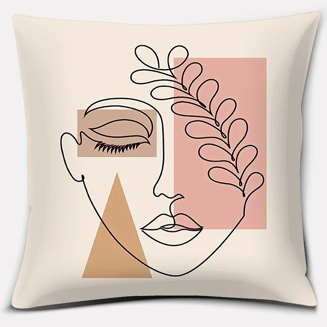 Home Decor Car Sofa Cushion Cover Abstract Face Collection Print Square Pillowcase