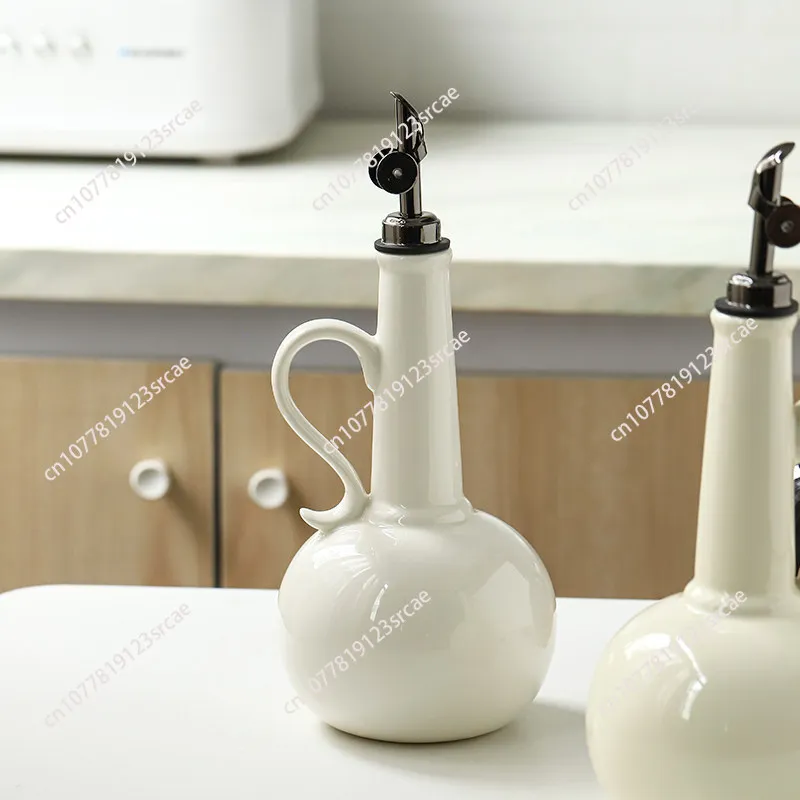 Ceramic Oil Dispenser Bottle, Multifunctional Kitchen Container for Soy Sauce Vinegar and Olive Oil view 5