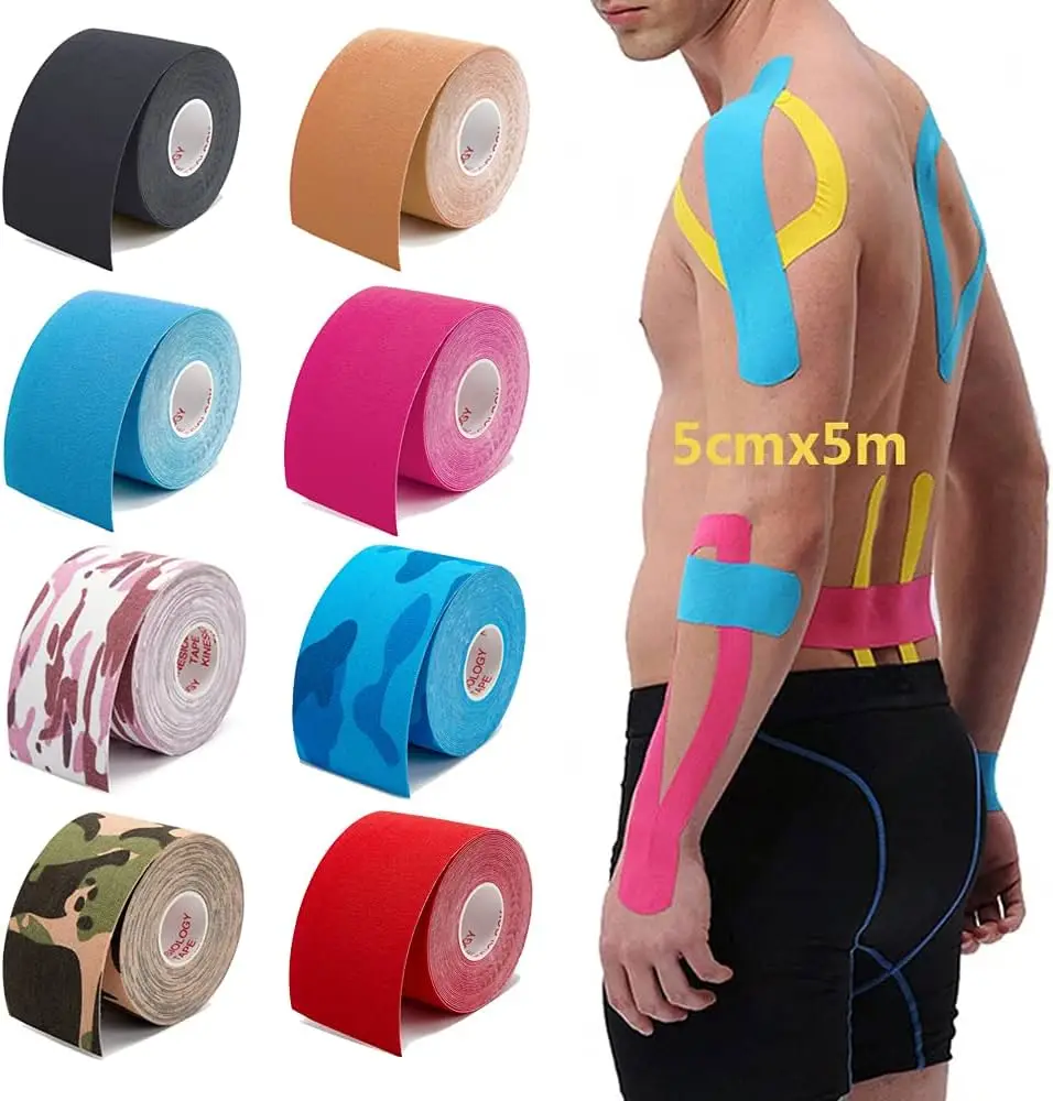 1 Roll 5mx5cm Kinesiology Tape Adhesive Therapeutic Athletic Muscle Bandage Sports Cotton Elastic Sticky Strain Tape