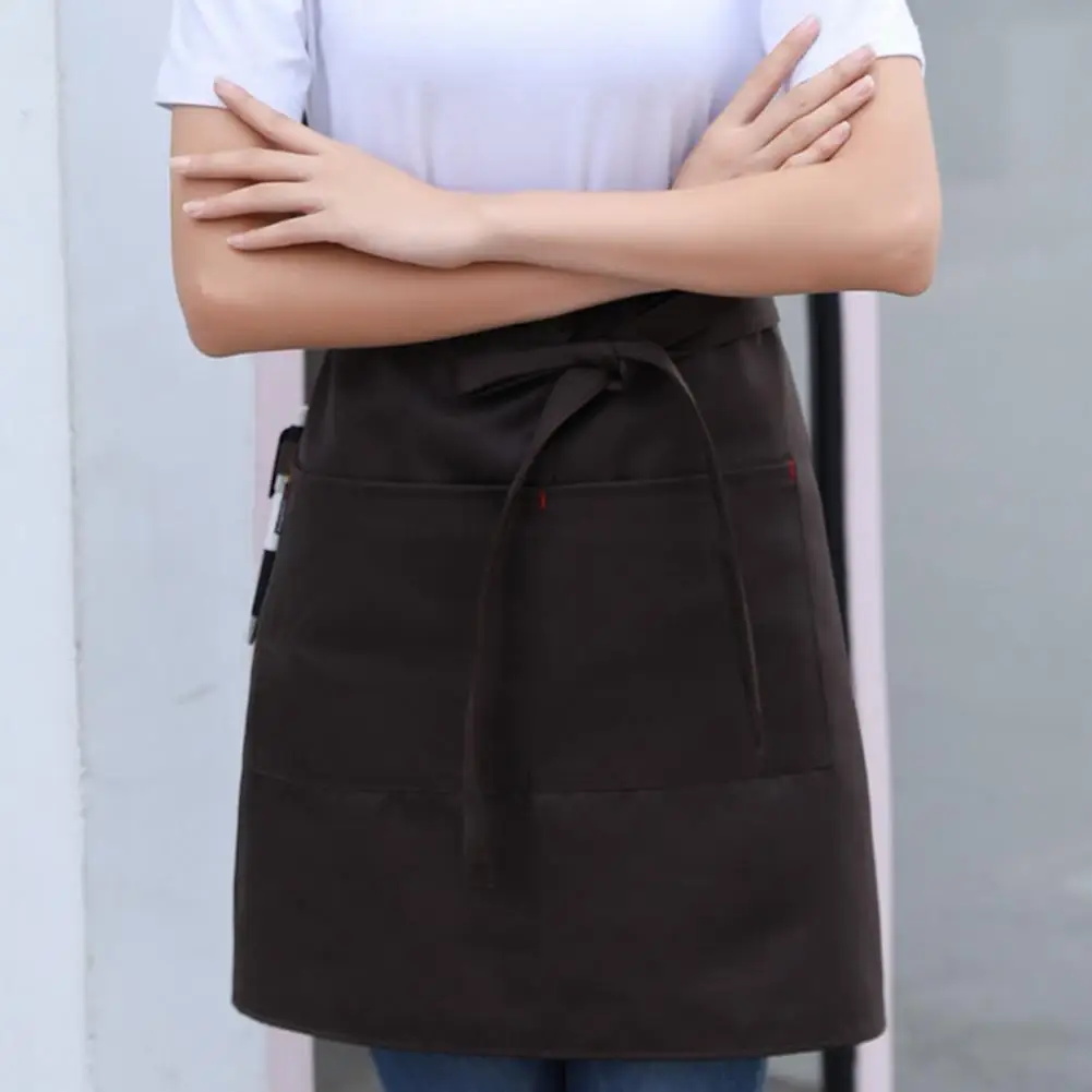 Cooking Tool Holder Apron Water-resistant Half Apron Waterproof Lace-up Half Apron For Waitress Chef With Pockets Resistant 앞치마