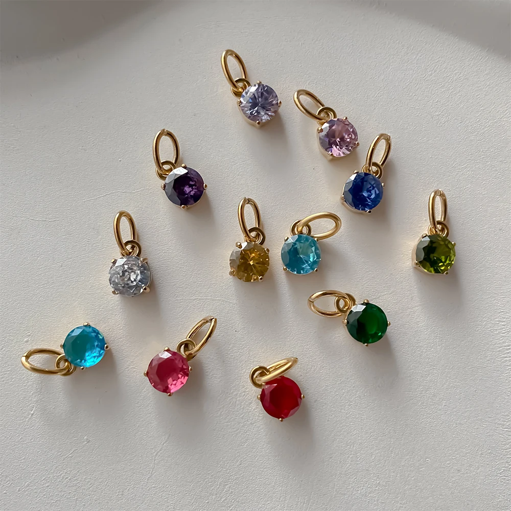 EManco Stainless Pendant Necklace Round Zircon Pendant Charms Necklace Cosplay Jewelry Gift for Diy Necklace Bracelet Jewelry
