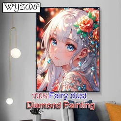 100% Fairy Dust Diamond Painting Kit Cartoon Girl Full Square Diamond Embroidery Cross Stitch AB Diamond Art Crystal Home Decor