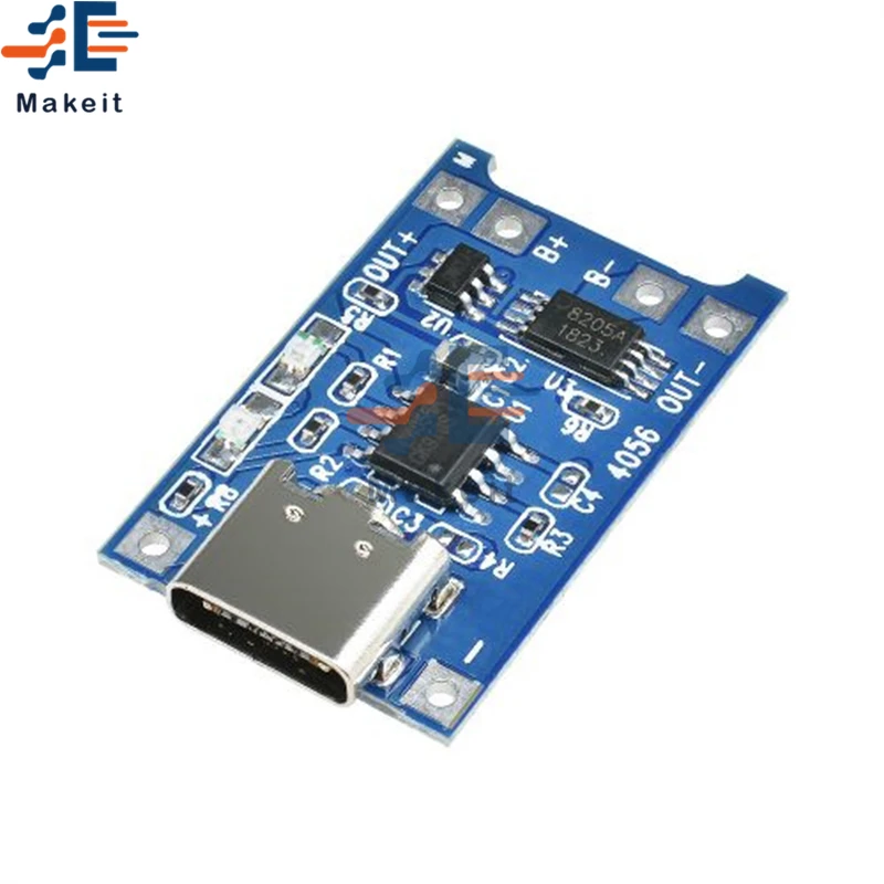 TP4056 Type-c USB 5V 1A 18650 Lithium Battery Charger TP4056 Module Charging Board With Protection Dual Functions 1A Li-ion