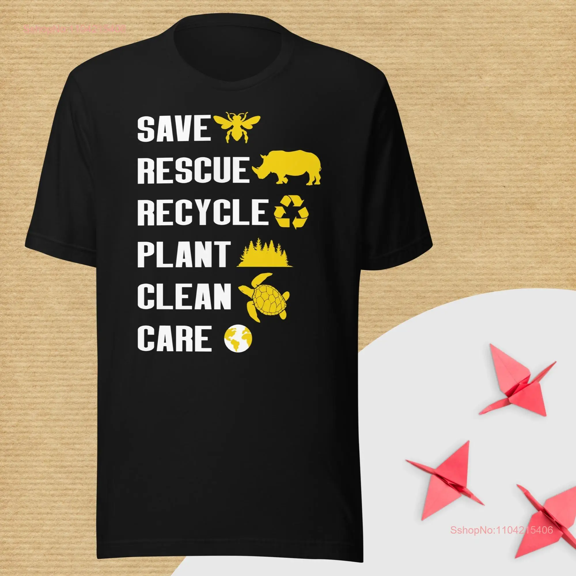 staple eco t shirt Save Rescue Recycle Plant Clean Care Earth Day Nature Lover long or short sleeves