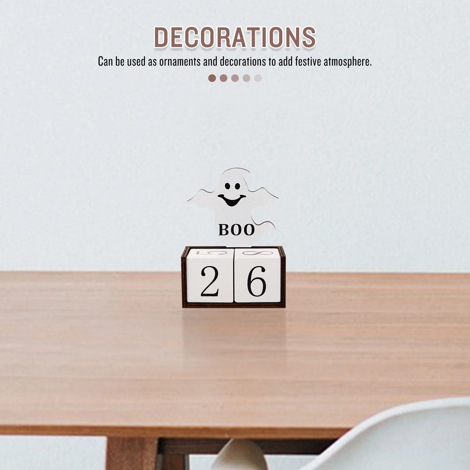 

Деревянный настольный календарь с тыквой, многоразовый вечный календарь на тему Хэллоуина для офиса, кабинета, настольные аксессуары