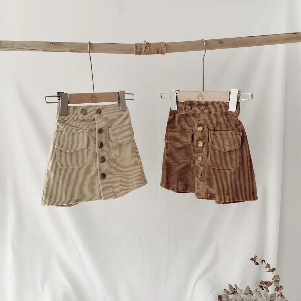 2024 New Baby Girl A-line Skirt Spring and Autumn New Girls Corduroy Short Skirt Versatile Children Skirt