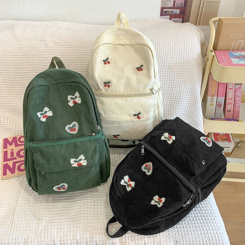 2025 Corduroy Woman Backpack School Book Bags For Teenage Girls Boys Harajuku Female College Bag Student Lady leisure BagPack