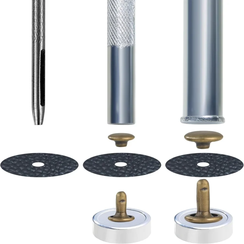 100 Sets 5-10mm Metall-Doppelkopf-Rundnieten, Kollisionsnägel für Lederreparaturen, Schuhe, Taschen, Gürtel, Kleidung, Accessoires, DIY-Bastelarbeiten – Detail 5