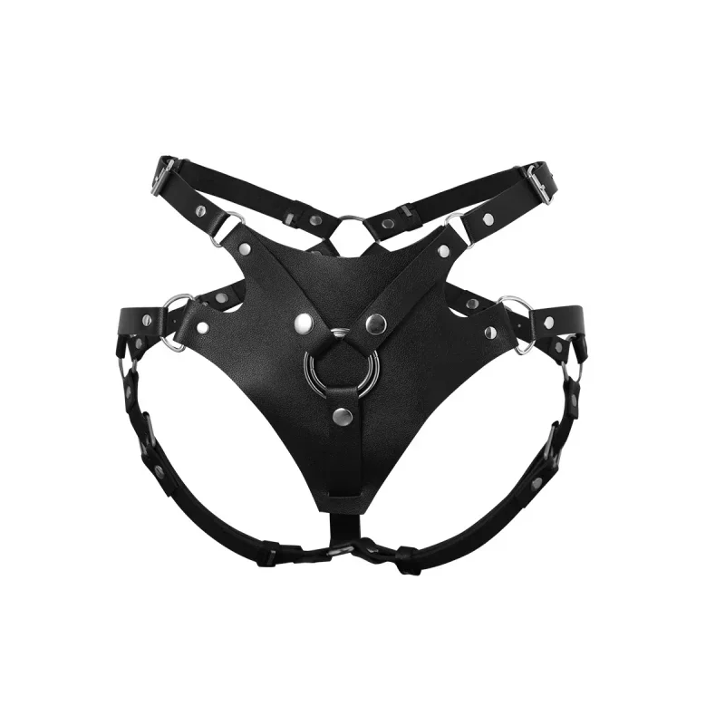 

Gothic Punk Black Pu Belt Men's and Women's Body Safety Belt Festival Carnival Fashion Accessories Adjustable Retaining Ring
