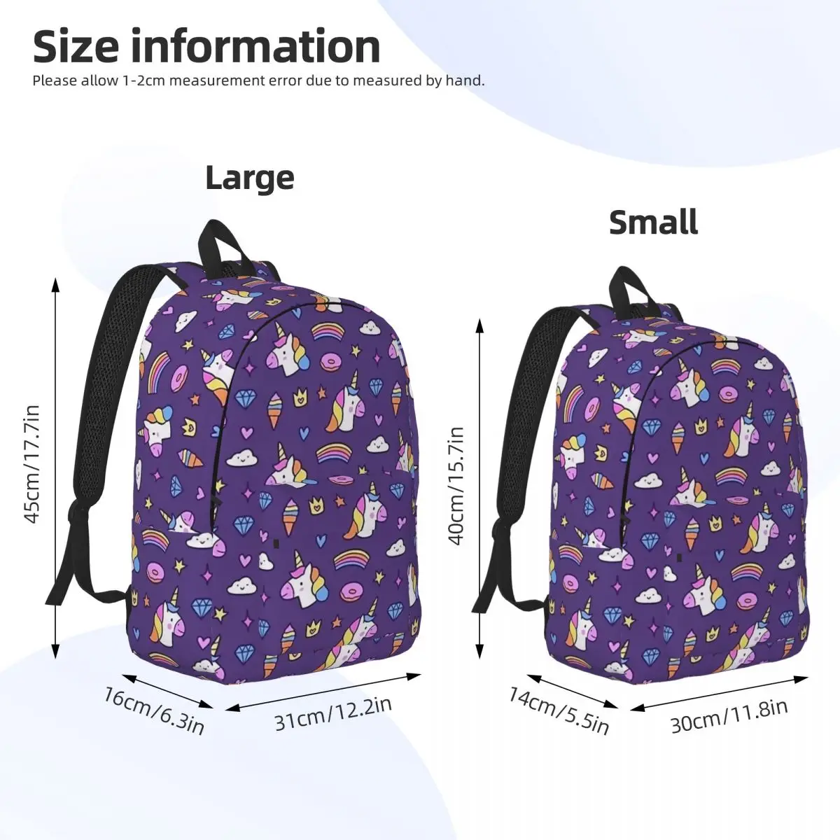 Mochila de unicornio de Color púrpura para adolescentes, morral de regalo bonito para estudiantes de escuela secundaria, mochila para libros, senderismo