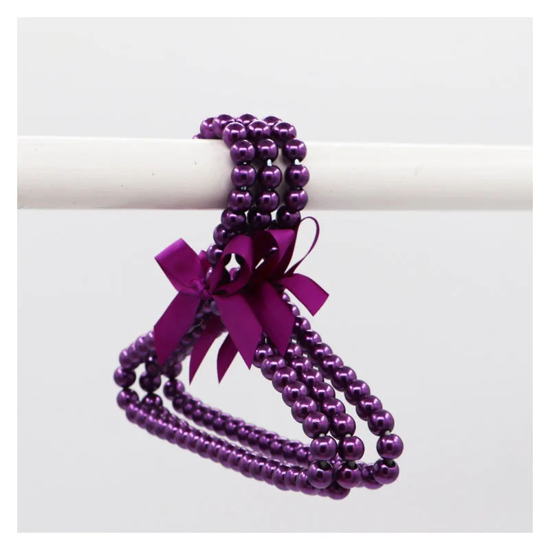 

20cm Plastic Pearl Beaded Bow Hangers For Kids Clothes Coat Storage Rack Drying Anti-skid Hanging Wardrobe Organizer Holder