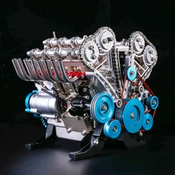 500+ Parts TECHING V8 Engine Metal Model Kit DIY Assembly Mini Eight Cylinder Engine Model Experiment Educational Toy