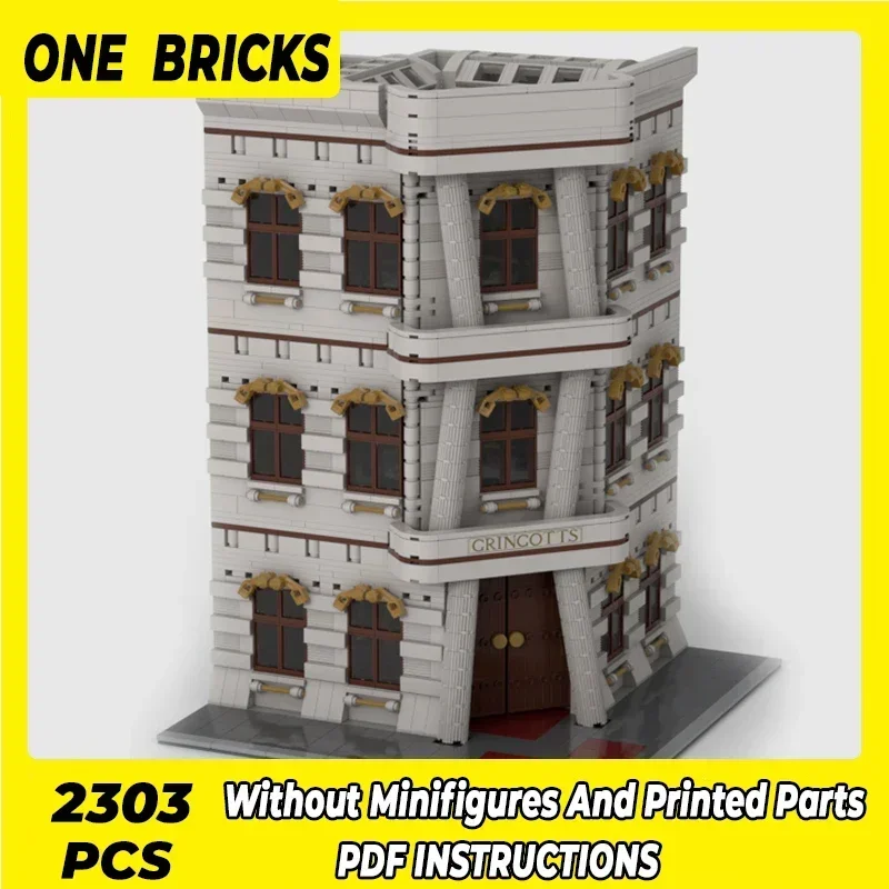 Moc Building Blocks Modular Street View Corner Bank Technical Bricks DIY Assembly Construction Toys For Childr Holiday Gifts