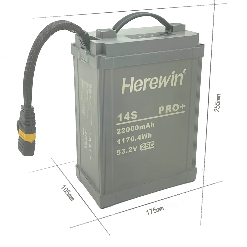 

Оригинальная аккумуляторная батарея Herewin 53,28 В 14S PRO+ 22000 мАч 25C для сельского хозяйства