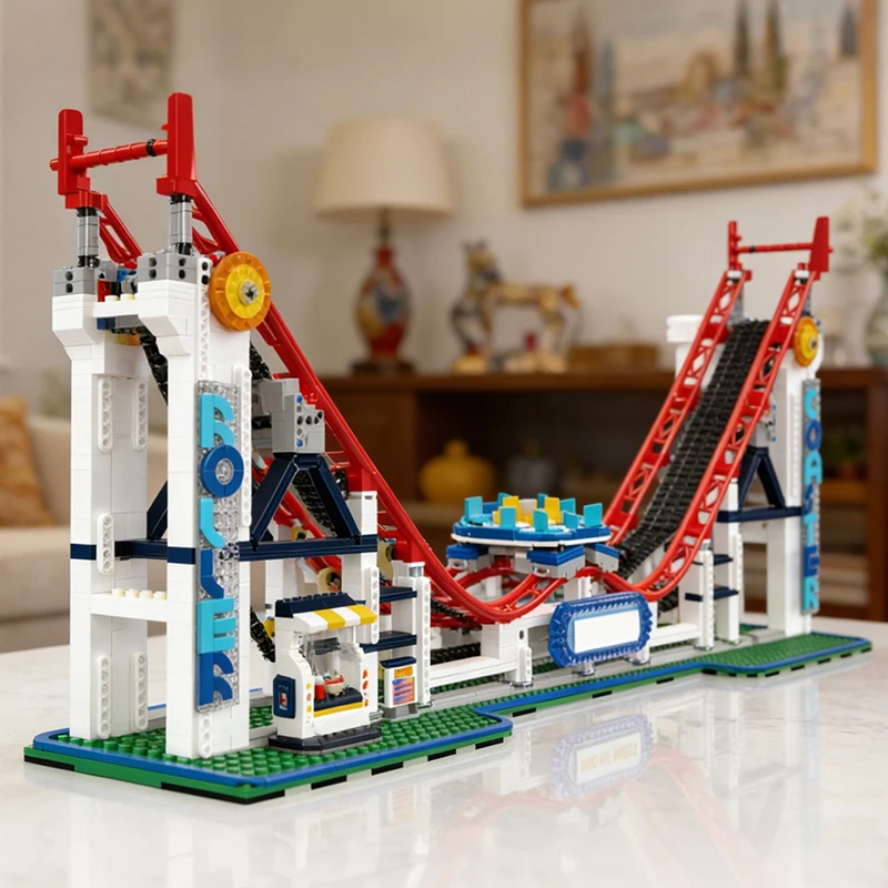 Mould King 2262 Pezzi Kit di Costruzione Tecnico 11030 Montagne Russe con Sistema di Rotaia Motorizzato, Modello da Esposizione