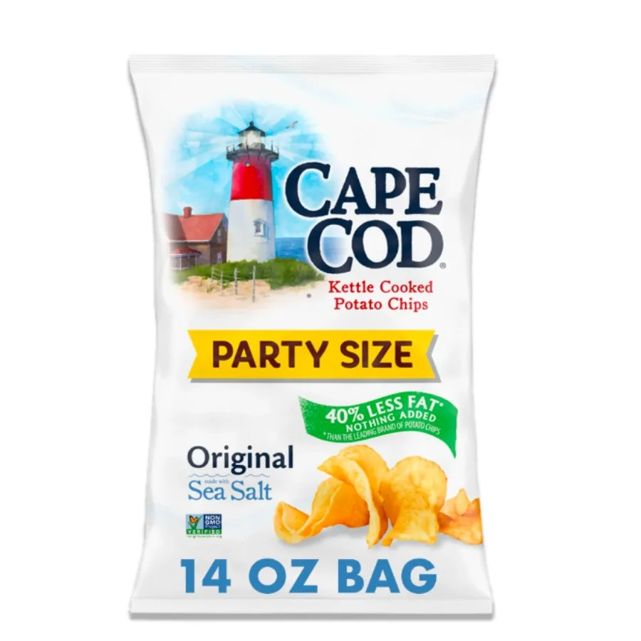 

Картофельные чипсы Cape Cod, меньше жира, оригинальные чипсы для чайника, размер для вечеринки, размер 14 унций, размер для вечеринки