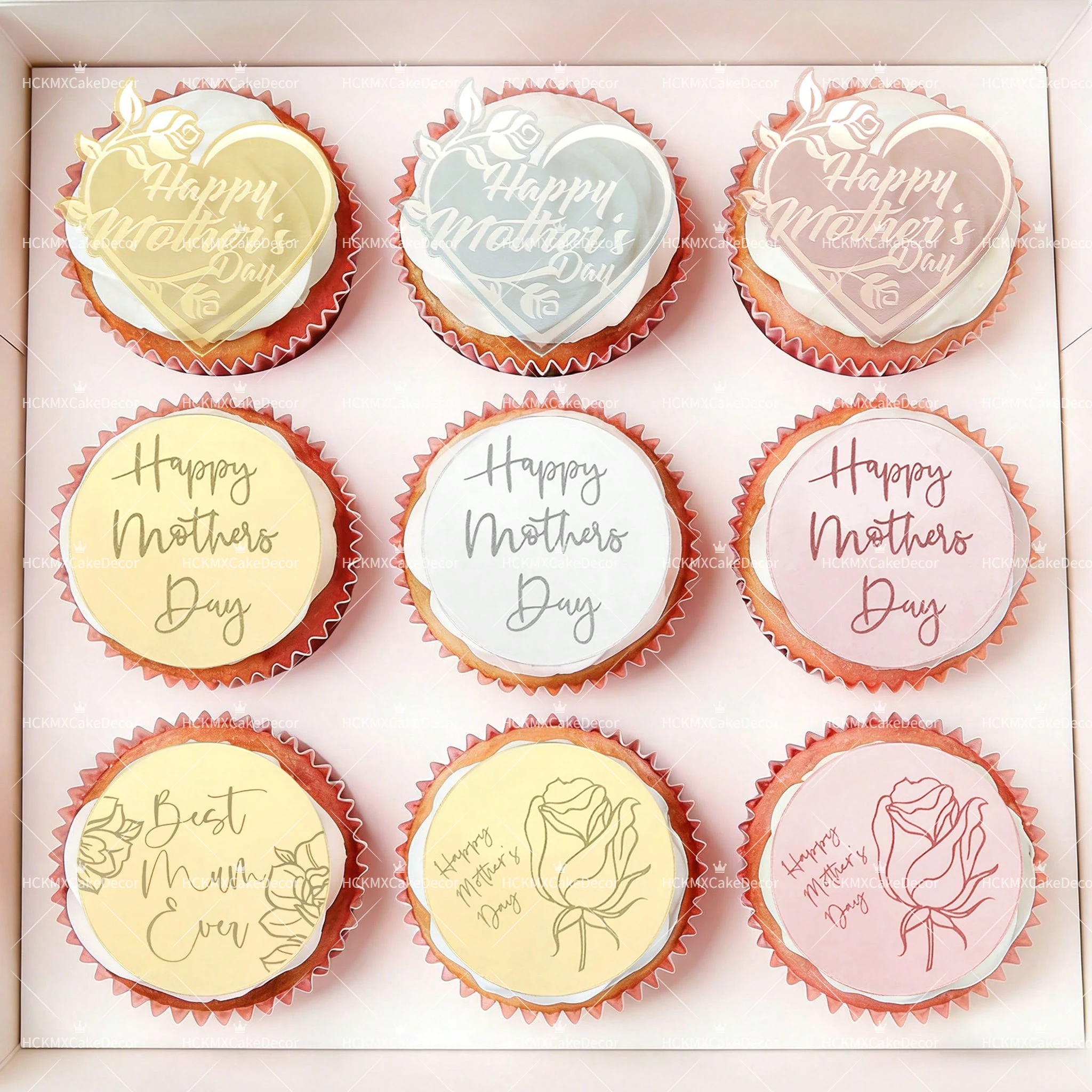 10/5 Stück Happy Mothers Day Cupcake-Topper, essbare Waffelpapier-Kuchendekorationen für Muttertag, Geburtstag, Party, Backzubehör