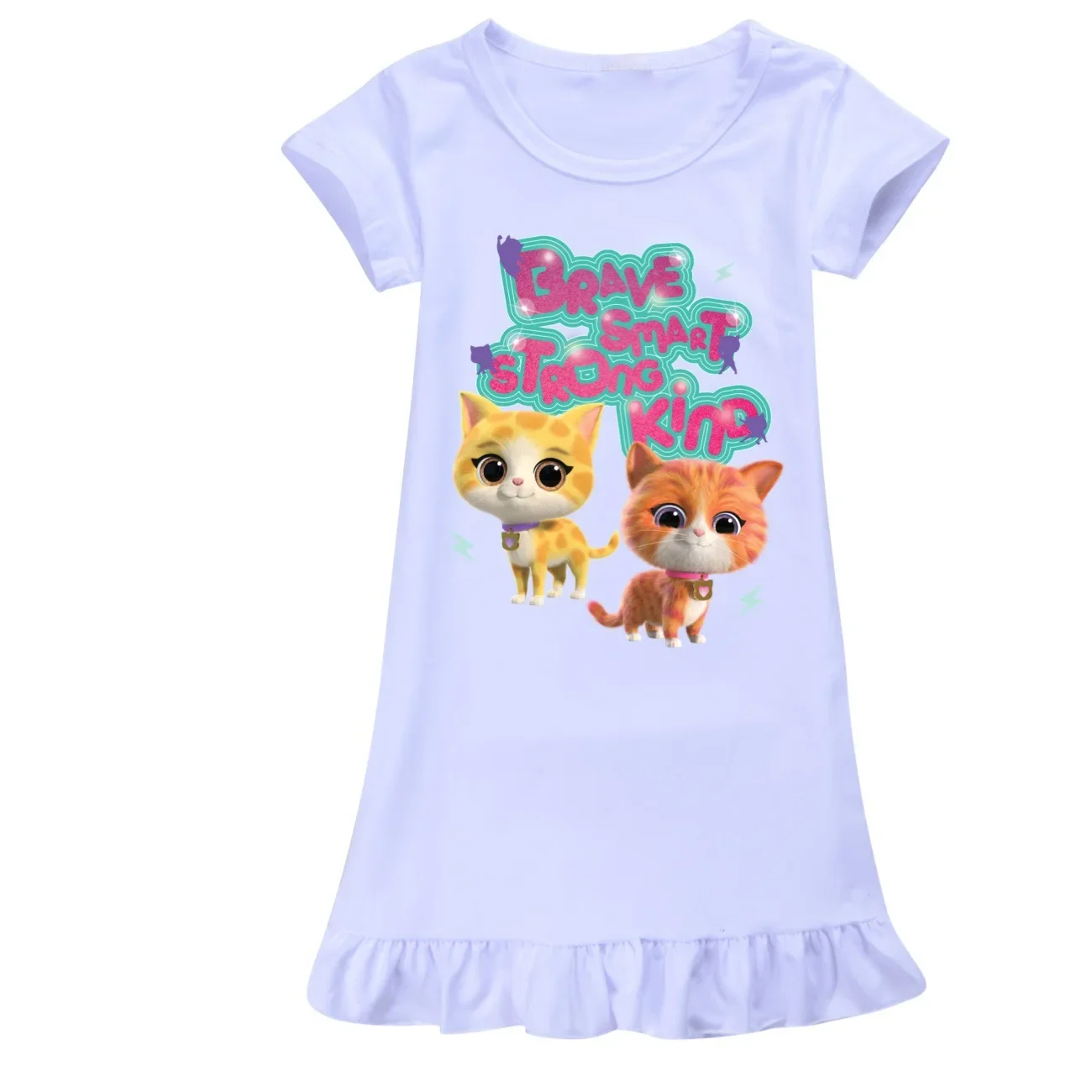 Schattige Superkitten Katten Kostuum Kinderen Zomer Nachtkleding Baby Meisjes Casual Jurk Peuter Meisje Nachthemd Kinderen Pyjama Homewear