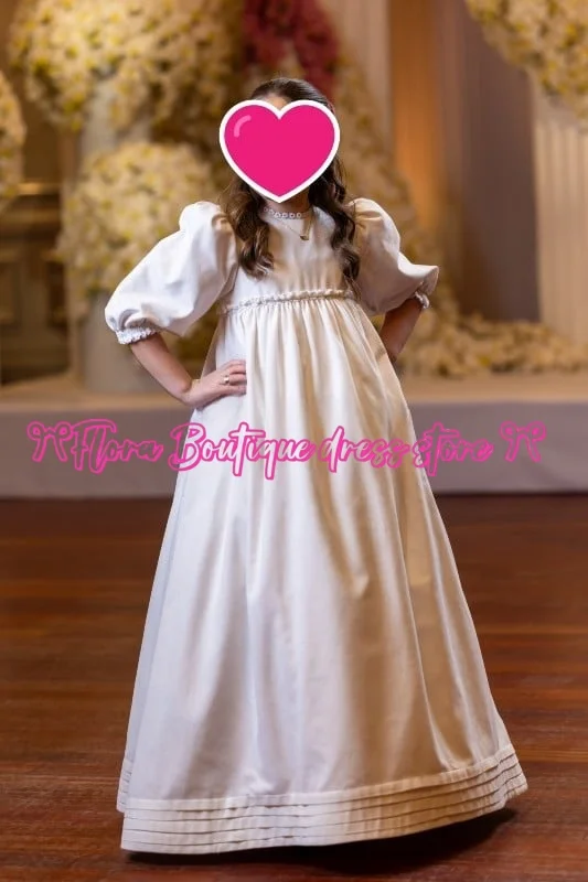 Атласное светло-розовое пышное элегантное платье с цветочным узором для девочек, свадебное платье с короткими рукавами для малышей, крестинное платье для первого причастия