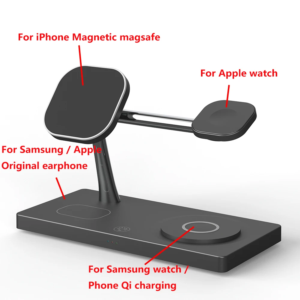 Soporte de cargador inalámbrico 4 en 1, estación de carga rápida para iPhone 15, 14, 13, 12, Galaxy watch/ Apple Watch 9, 8, 7, 6, 5, Airpods