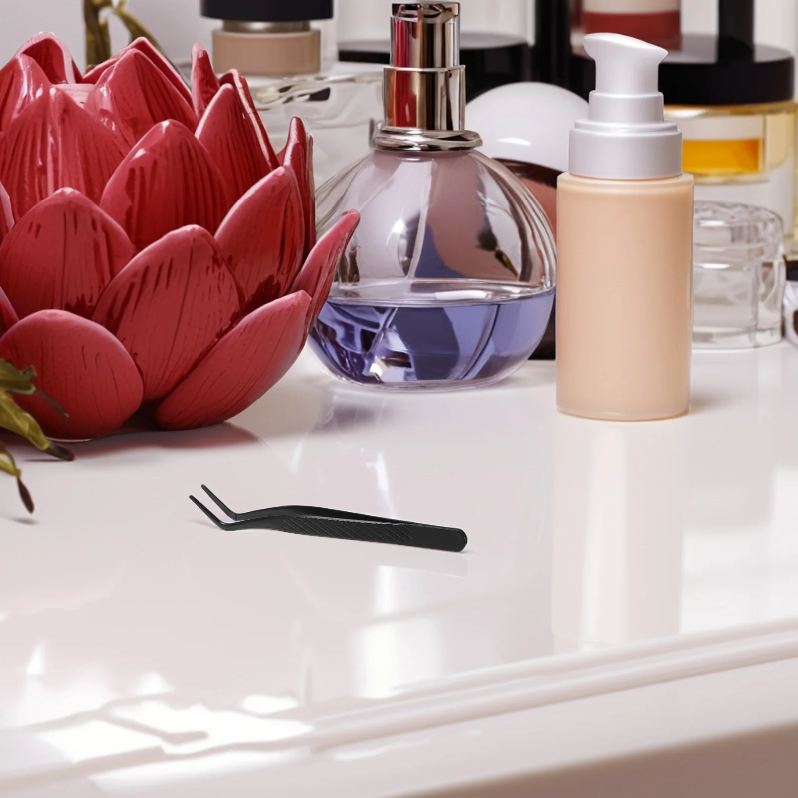 Pinzas para pestañas compactas con puntas curvas, aplicador de pestañas postizas de acero inoxidable para una fácil aplicación de extensión, maquillaje portátil