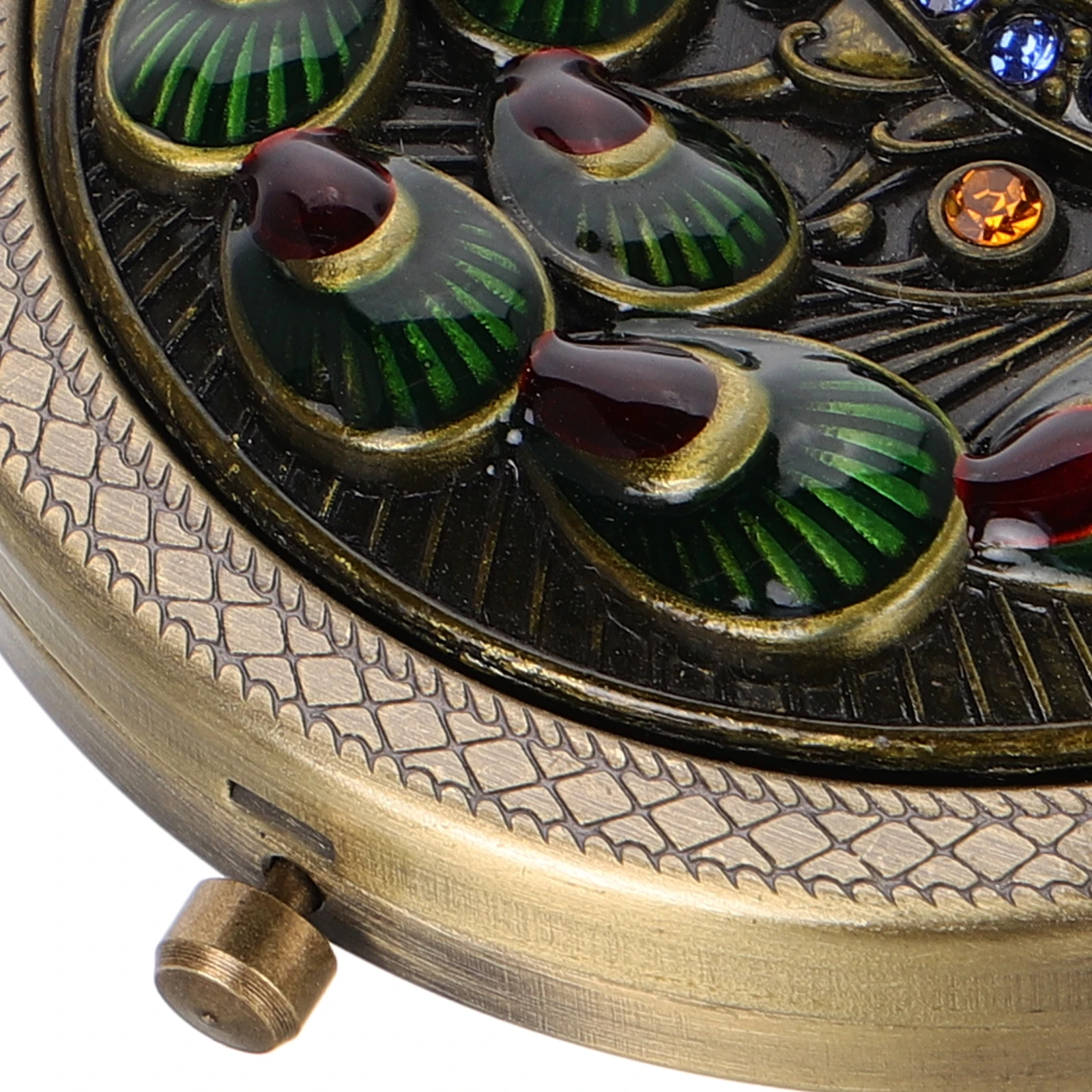 Mini Gold Peacock Vintage Round Mirror Metal Folding Compact for Women Portable Hand Mirror Small Purse Travel Daily