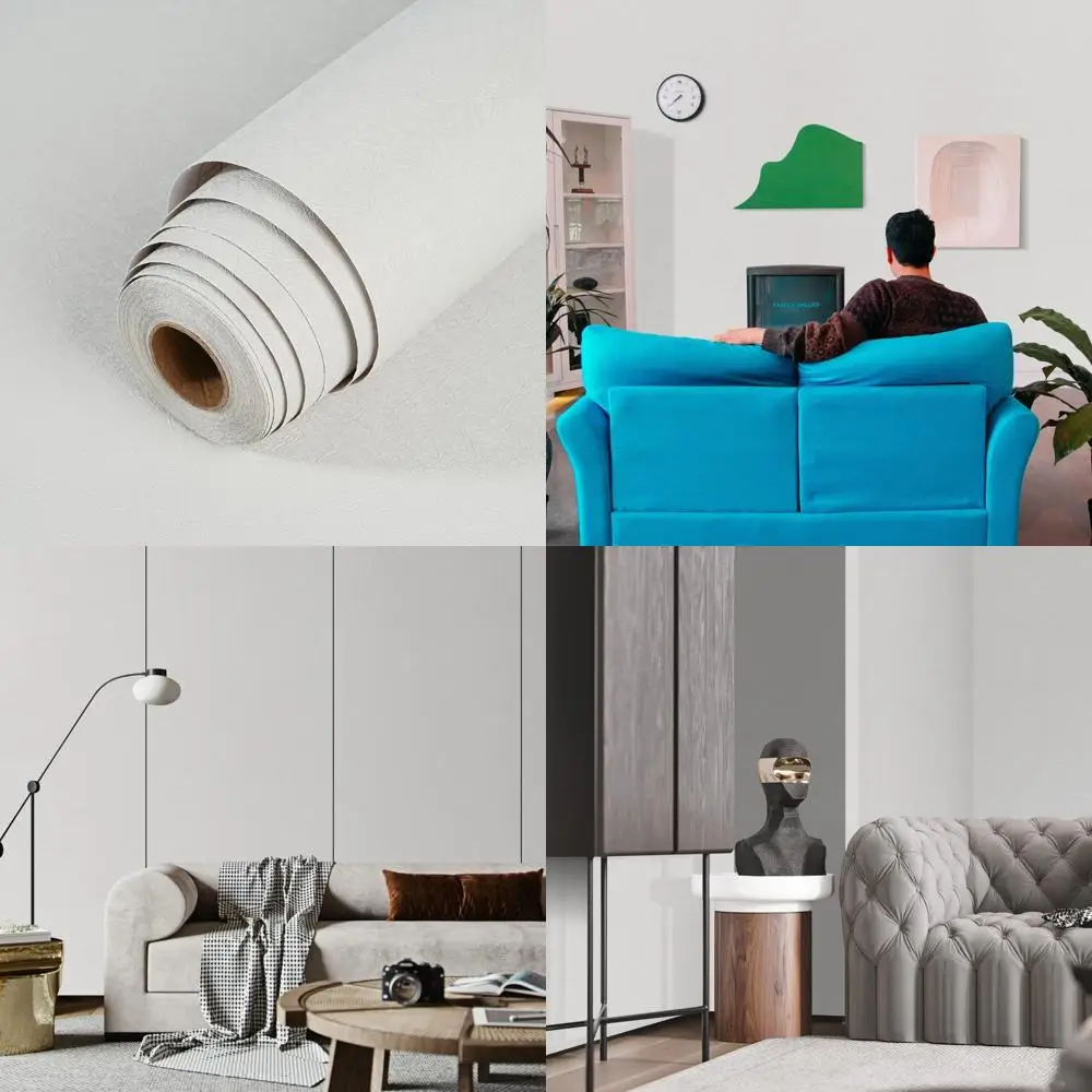 Self-Adhesive Rice White Silk Effect Wallpaper - 15.7in x 50ft Easy Application Peel and Stick Wall Covering for Home Decor