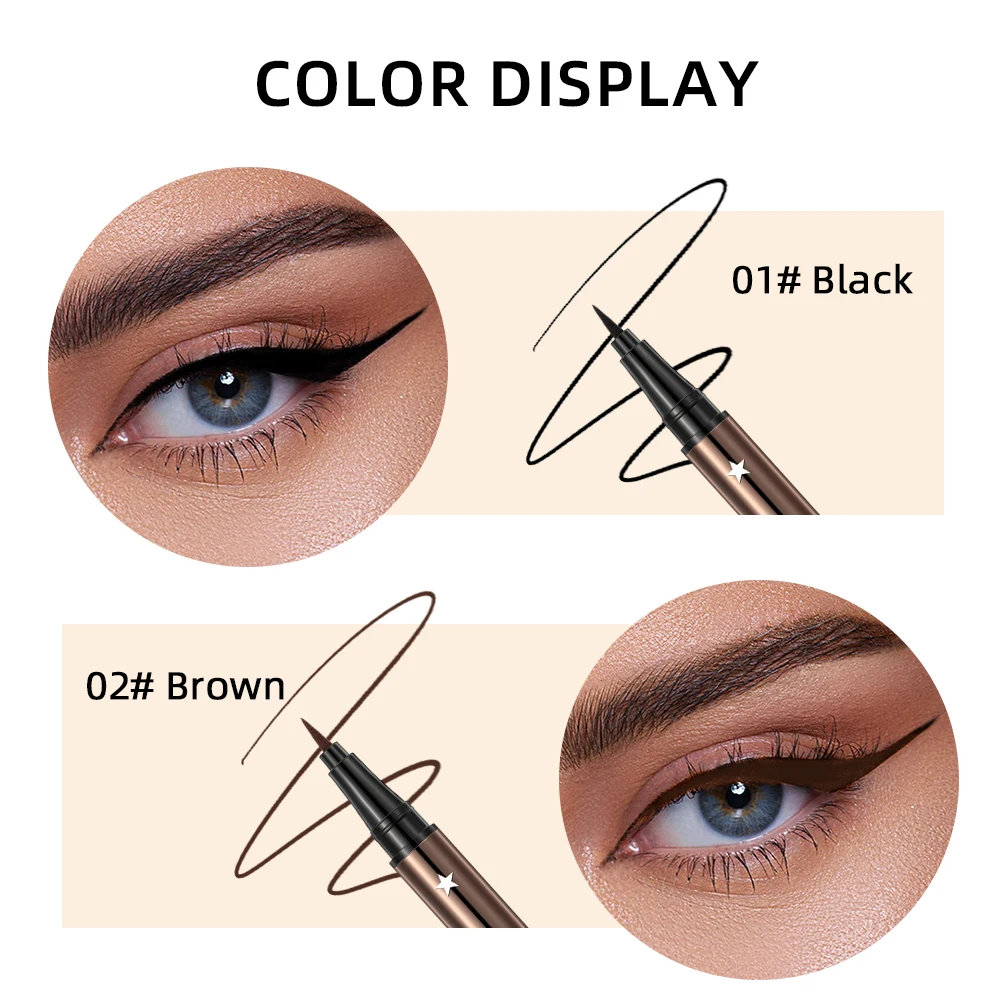 QIBEST Black Liquid Eyeliner Pencil Waterproof Smudge Proof Quick Dry Natural Eyeliner Pen Long-lasting Brown Eye Liner Cosmetic