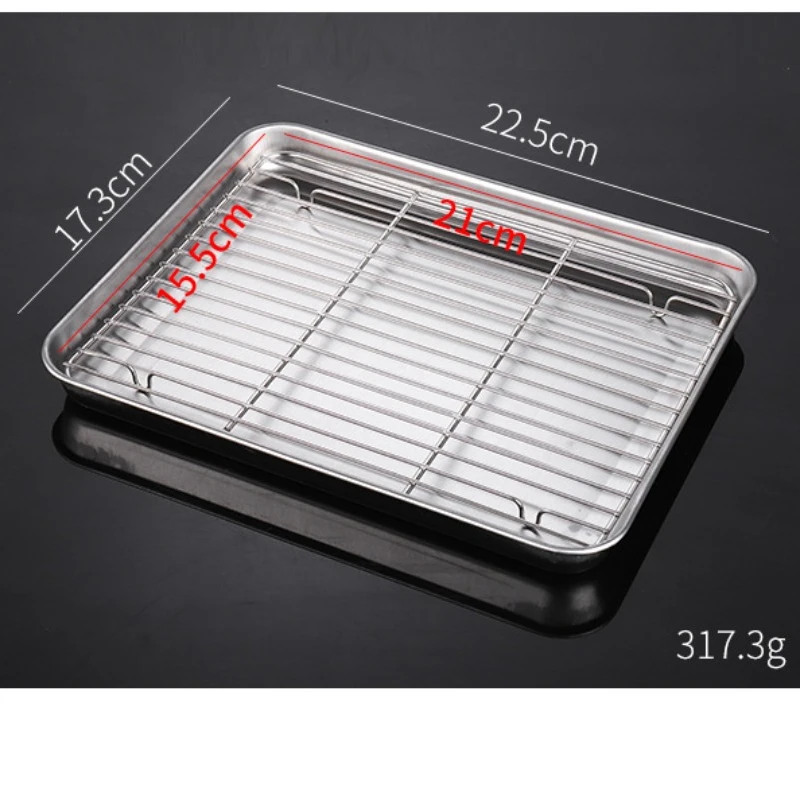 Stainless Steel Square Food Service Tray Nonstick Bakeware Fruit Cookie Bread Plate Kitchen Organizer Storage Container Utensils